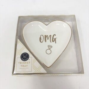 New MODERN EXPRESSIONS White Gold Trinket Tray Wedding Ring OMG Gift Favor 4.5”